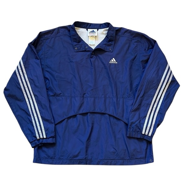 VTG 90’s Adidas Track Jacket Pullover Windbreaker Blue 3-Stripe Lined Medium - Picture 15 of 15
